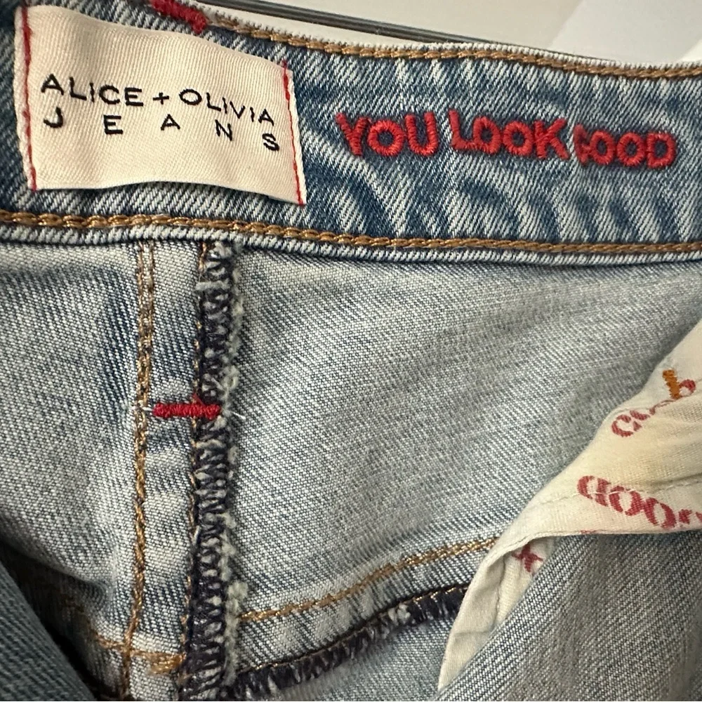 Alice + Olivia Light Wash Denim Patchwork Mini Skirt - Multicolor - Picture 4 of 5